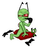  alien antennae clothed clothing gir green_skin humanoid invader_zim male mammal not_furry pinup pose undressing zim 