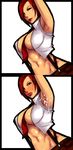  abs armpit_sex armpits between_breasts black_eyes breasts cum highres lipstick makeup navel necktie no_bra red_hair sawao short_hair sleeveless solo suspenders the_king_of_fighters underboob vanessa_(king_of_fighters) 