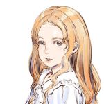  absurdres blonde_hair blue_eyes frills highres long_hair looking_at_viewer nazoani_museum original portrait simple_background solo wavy_hair white_background 