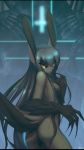  2018 anthro black_nose breasts detailed_background digital_media_(artwork) female grey_hair hair iontoon lagomorph mammal nude rabbit sirin_omen solo standing yellow_eyes 