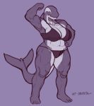  anthro big_breasts bikini breasts cetacean cleavage clothed clothing eyelashes female flexing greasymojo hand_on_hip mammal marine monochrome muscular muscular_female orca plantigrade sharp_teeth simple_background smile solo swimsuit teeth thick_thighs whale wide_hips 
