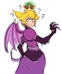  ? blonde_hair claws crown dress earrings genderswap genderswap_(mtf) guohoho jewelry mario_(series) metroid metroid_(creature) new_super_mario_bros._u_deluxe orange_eyes purple_dress ridley short_hair spikes super_crown tail wings 