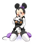  anthro black_eyes black_fur black_nose blush bow breasts clothed clothing cum cute digital_media_(artwork) disney eyelashes female fur gloves mammal masturbation minnie_mouse mouse nipples pussy pussy_juice rodent simple_background smile solo twistedterra white_background 