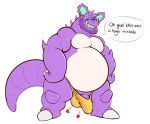  2018 balls beard belly blue_tongue bulge chisuun clothed clothing facial_hair male musclechub muscular muscular_male nidochi nidoking nintendo open_mouth partially_clothed pok&eacute;mon pok&eacute;mon_(species) purple_skin simple_background smile solo speedo standing swimsuit tight_clothing topless video_games white_background 
