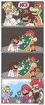  2018 4koma alternate_species animal_humanoid anthro ayyk92 ball blonde_hair blue_eyes bowser bracelet breasts cleavage clothed clothing collar comic crossgender crown dress female gender_transformation group hair horn human human_on_humanoid humanoid humanoidized humor implied_transformation jewelry koopa luigi male male/female mammal mario mario_bros mtf_transformation nintendo post_transformation princess_peach reptile reptile_humanoid scalie speech_bubble spiked_bracelet spiked_collar spikes super_crown tears tennis tennis_ball tennis_court tennis_net tennis_racket tennis_uniform transformation tuxedo video_games visor_cap wedding_dress 