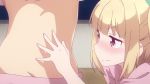  &gt;_&lt; 10s 2girls animated animated_gif blonde_hair blush breasts caress embarrassed hair_ribbon iijima_yun multiple_girls navel new_game! ribbon shinoda_hajime short_hair 