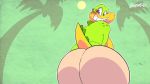  2018 animated anthro australian big_breasts big_butt breasts butt clothed clothing croc_(vimhomeless) crocodile crocodilian featureless_breasts female freckles huge_butt looking_at_viewer looking_back music reptile scalie shaking shorts smile solo thick_thighs tongue tongue_out topless vimhomeless voluptuous wide_hips 