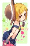  ass blonde_hair blush breasts brown_eyes fate/grand_order fate_(series) gloves hat looking_at_viewer naked_overalls overalls paul_bunyan_(fate/grand_order) sala_mander short_hair small_breasts solo straw_hat watering_can 