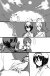  2girls bad_id bad_pixiv_id bare_shoulders blush clefairy closed_eyes cloud comic english erika_(pokemon) full_moon gen_1_pokemon greyscale hair_between_eyes hairband hard_translated holding_hand japanese_clothes kimono long_hair looking_at_another mei_(meiko22) monochrome moon multiple_girls natsume_(pokemon) night night_sky pokemon pokemon_(creature) pokemon_(game) pokemon_hgss short_hair sketch sky sparkle spoken_ellipsis star_(sky) yuri 