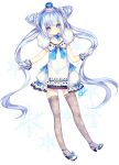 blue_hair blush crown demon_girl elsword eyelashes fur_collar glacier gloves luciela_r._sourcream playing_with_own_hair ribbon smile snowflakes star star-shaped_pupils symbol-shaped_pupils twintails utm 