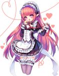  apron demon_girl elsword heart heart-shaped_pupils long_hair luciela_r._sourcream maid maid_apron maid_headdress open_mouth pointy_ears red_eyes red_hair ribbon symbol-shaped_pupils utm 