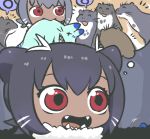  :d ^_^ animal_ears black_hair closed_eyes dark_skin fangs fur_collar giant_otter_(kemono_friends)_(kuro_(kurojill)) imagining kemono_friends kuro_(kurojill) lucky_beast_(kemono_friends) mouth_hold open_mouth original otter otter_ears red_eyes short_hair smile spoken_o thought_bubble wavy_eyes x_x 