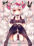  animal_ears azur_lane bangs bare_shoulders black_legwear black_panties blush bow breasts bunny_ears cameltoe chestnut_mouth collarbone commentary_request crop_top detached_sleeves eyebrows_visible_through_hair garter_straps hair_between_eyes hair_bow hairband highres laffey_(azur_lane) long_hair md5_mismatch panties parted_lips puffy_short_sleeves puffy_sleeves red_bow red_eyes red_hairband red_ribbon ribbon short_sleeves silver_hair small_breasts solo suzune_rena thighhighs twintails underwear very_long_hair wrist_cuffs 