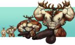  anthro antlers armpit_hair balls big_balls cervine clothing erection flexing growth horn huge_balls humanoid_penis hyper hyper_balls hyper_muscles hyper_penis looking_at_viewer male mammal muscle_growth muscular muscular_male oldshep pecs penis pubes retracted_foreskin solo standing uncut underwear vein 