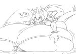  1boy 1girl abs borrowed_design bowsette breast_smother breasts crown defeat facial_hair fangs forked_eyebrows genderswap genderswap_(mtf) giantess giga_bowser gigantic_breasts girl_on_top gloves greyscale hat lineart long_hair mario mario_(series) matsu-sensei monochrome new_super_mario_bros._u_deluxe personification princess sharp_teeth sketch super_crown super_mario_bros. super_smash_bros. tail teeth thick_eyebrows transformation 