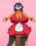  anthro big_breasts blush breasts canine carmelita_fox clothed clothing dialogue english_text female fox huge_breasts legwear makeup mammal nipple_bulge plankboy sly_cooper_(series) solo standing stockings text video_games voluptuous 