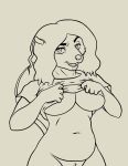  2018 absurd_res anthro belly big_breasts bilabee bilabee_(character) bottomless breasts buckteeth clothed clothing digital_media_(artwork) eyebrows eyelashes female fur hair half-closed_eyes hi_res huge_breasts looking_at_viewer mammal naughty_face navel open_mouth pubes rat rodent shirt simple_background slightly_chubby smile solo standing teeth thick_thighs tongue under_boob voluptuous wide_hips 