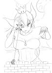  annoyed baby_mario blonde_hair bowser bowsette breasts crown genderswap giantess giga_bowser horns impact large_breasts monochrome size_difference sketch yoshi yoshi&#039;s_island 