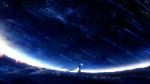  blue facing_away from_side highres meteor_shower night night_sky orb original outdoors outstretched_hand scenery shooting_star sky solo standing star_(sky) starry_sky transparent_wings wings y_y_(ysk_ygc) 