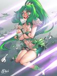  bike_shorts blush breasts choker commentary_request covering covering_breasts crying crying_with_eyes_open cure_march embarrassed exploding_clothes green_choker green_shorts green_skirt highres huge_breasts long_hair looking_at_viewer magical_girl midorikawa_nao navel obui open_mouth precure shiny shiny_hair shiny_skin shorts skirt smile_precure! solo tears torn torn_bike_shorts torn_clothes wide-eyed 