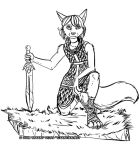  2018 anthro canine clothed clothing fox fur hair kiet_al&rsquo;rashon male mammal melee_weapon solo sword the_cyantian_chronicles tiffany_ross weapon 