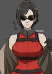  1girl ada_wong black_hair breasts butcha-u gloves looking_at_viewer resident_evil resident_evil_2 short_hair solo sunglasses 