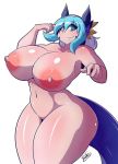  2017 animal_humanoid big_breasts big_butt breasts butt digital_media_(artwork) female hair humanoid looking_at_viewer mammal nipples pussy ryousakai smile solo thick_thighs voluptuous wide_hips 