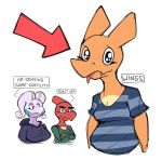  2018 aimbot-jones antennae anthro breasts charizard charmeleon clothed clothing digital_media_(artwork) dragon fan_character female frown goodra hoodie louisiana_(aimbot-jones) nintendo pok&eacute;mon pok&eacute;mon_(species) pok&eacute;morph scale scalie shirt simple_background slime smile text tongue tongue_out valentina_(aimbot-jones) video_games wasabi_(aimbot-jones) 