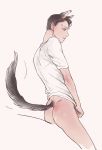  animal_ears animal_tail ass bottomless brown_hair connor_(detroit) detroit:_become_human dog_ears dog_tail male male_focus solo tagme tail 