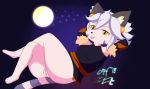  2018 anthro aquariusfox blush bottomless breasts butt cat clothed clothing costume digital_media_(artwork) ear_piercing elh_meliz&eacute;e feline felineko female fur hair halloween holidays looking_at_viewer magic_user mammal nude piercing pussy shirt simple_background smile solatorobo solo tongue video_games witch 