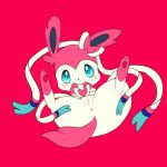  2015 anus blue_eyes blush bow cute eeveelution female feral looking_at_viewer lying nintendo nude on_back pawpads paws pok&eacute;mon pok&eacute;mon_(species) pussy ribbons simple_background smile solo spread_legs spreading sylveon video_games white_body ラル 