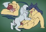  absol anal anal_penetration animal_genitalia animal_penis balls blush canine_penis cum cum_in_ass cum_inside cum_on_self facial_markings knot lying male male/male mammal markings nameless_typhlosion nintendo on_back penetration penis pok&eacute;mon pok&eacute;mon_(species) sheath typhlosion video_games yaroul 