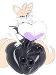  balls big_balls big_penis canine clothing crossgender dickgirl erection erection_under_clothes fox intersex legwear mammal miles_prower penis simple_background sonic_(series) thick_tights tights vhsdaii white_background 