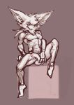  anthro balls blind_eye chin_tuft foreskin fur half-erect holding_penis humanoid_penis kennen4 kled_(lol) league_of_legends male mammal nude penis ponytail precum pubic riot_games scar simple_background sitting sketch solo spread_legs spreading uncut video_games yordle 