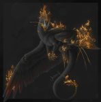  2012 ambiguous_gender averrisvis black_feathers claws digital_media_(artwork) dragon feathered_dragon feathered_wings feathers feral fire horn invalid_tag wings yellow_eyes 