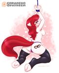  anthro bdsm blue_eyes blush bound breasts clothed clothing equine fan_character female friendship_is_magic fur hair heart_background horn leggings legwear mammal my_little_pony nipples onnanoko red_hair side_boob smile stockings thong topless unicorn 