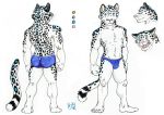  2015 5_fingers 5_toes anthro biped bulge butt clothed clothing feline humanoid_feed humanoid_hands leomagna leopard male mammal model_sheet signature simple_background snow toes topless underwear victory_(texdot) 