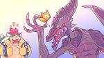  ? alien bowser bracelet claws commentary crossover crown english_commentary highres jewelry mario_(series) metroid mini_crown multiple_boys new_super_mario_bros._u_deluxe ridley spiked_bracelet spikes super_crown super_mario_bros. thumbs_up twitter_username viiperfish wings 