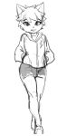  anthro bulge clothed clothing front_view greyscale kennen4 kennen_(lol) league_of_legends looking_at_viewer male mammal monochrome neutral_expression riot_games sketch solo standing tight_clothing video_games yordle 