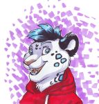  anthro biped clothed clothing fangs feline fur hair happy hoodie leopard looking_at_viewer male mammal o-ruff open_mouth smile snow_leopard standing teeth victory_(texdot) 