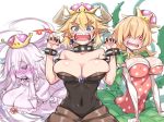  alternate_species big_breasts blue_eyes blush boo_(mario) bowser bowsette_meme breasts cleavage clothed clothing crossgender crown dress esoragot0 female flora_fauna ghost humanoid humanoidized king_boo mario_bros nintendo not_furry piranha_plant plant pointy_teeth purple_eyes red_eyes spirit super_crown video_games 