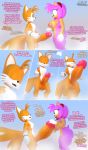  3d_(artwork) aged_up amy_rose anthro big_penis breasts butt clenched_teeth comic dialogue digital_media_(artwork) female growth male miles_prower moorsheadfalling penis penis_expansion sonic_(series) teeth text video_games 