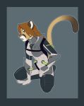  5_fingers anthro armor biped breasts casparr clothed clothing cougar digital_media_(artwork) digitigrade dusty_(baldrek) feline female fully_clothed fur hair hi_res humanoid_hands mammal science_fiction simple_background solo 