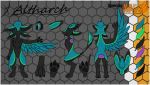  2018 altharch ambiguous_gender anthro avali biped black_sclera chest_tuft digital_media_(artwork) feathers fur hair hi_res model_sheet paws ralaku ralena tuft video_games wings zyveskrailic 