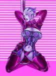  asar clothed clothing female kate_starling kneeling liara_t&#039;soni mass_effect navel navel_piercing nipples not_furry open_mouth panties piercing pole solo stripper stripper_pole tight_clothing underwear video_games 
