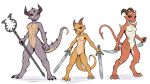  anthro breasts female horn kobold man_catcher melee_weapon nude polearm pussy scalie small_breasts sorcerushorserus weapon 