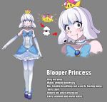  artist_request blooper chuunioniika commentary dress drooling genderswap genderswap_(mtf) highres ink looking_at_viewer mario_(series) mary_janes monster_girl new_super_mario_bros._u_deluxe pantyhose shoes sleeveless sleeveless_dress super_crown super_mario_bros. white_dress 