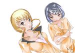  black_hair blonde_hair breasts galleta habitacion_en_la_llave long_hair multiple_girls self_upload short_hair sketch yellow_eyes 