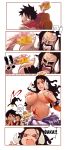  4boys black_hair blood blush blush_stickers bowsette bracelet censored comic covered_nipples english fake_censor fang genderswap genderswap_(mtf) hat highres horns jewelry k164 kaido long_hair mario_(series) money multiple_boys navel new_super_mario_bros._u_deluxe nosebleed one_piece open_mouth red_eyes sanji scar smile spiked_bracelet spikes straw_hat super_crown sweatdrop tattoo thumbs_up topless trafalgar_law transformation v-shaped_eyebrows 