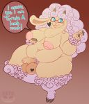  &lt;3 anthro areola balls belly big_areola big_balls breasts caprine cookie_dough_(oc) curly_hair deep_navel dickgirl english_text eyewear glasses hair horn intersex inverted_nipples mammal navel nipples overweight penis phimosis pubes rathmutatio ring sheep solo text uncut wide_hips 